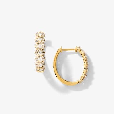 Diamond Hoop Earrings in 10K Yellow Gold (1.00 ct tw)