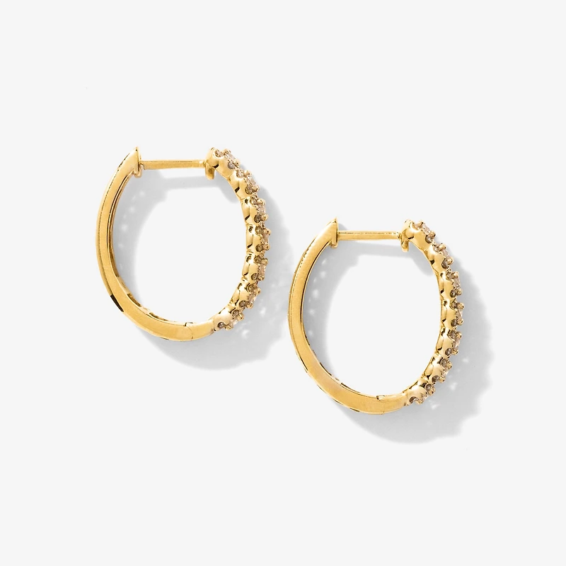 Diamond Hoop Earrings in 10K Yellow Gold (1.00 ct tw)