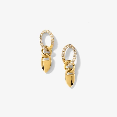 Diamond Cluster Dangle Earrings in 10K Yellow Gold (0.20 ct tw)
