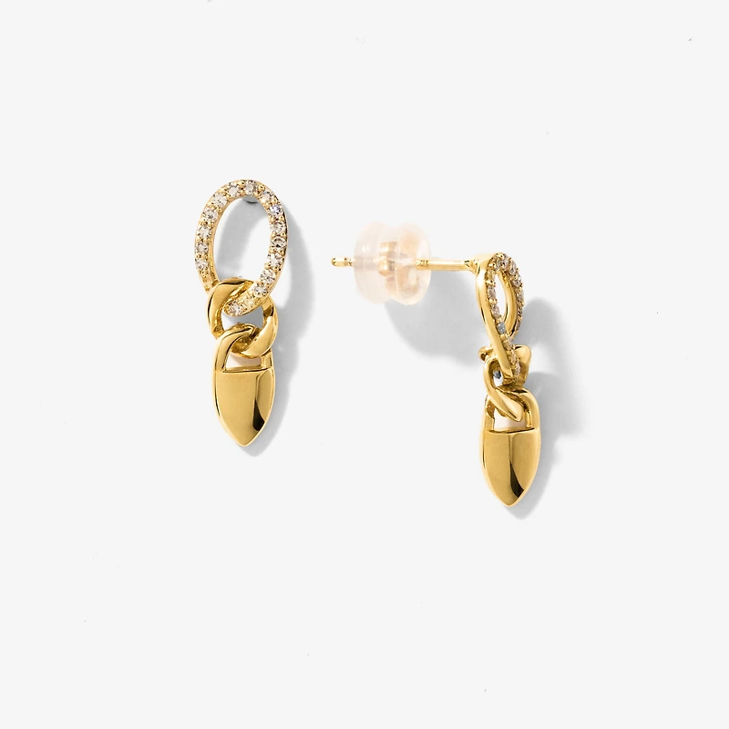 Diamond Cluster Dangle Earrings in 10K Yellow Gold (0.20 ct tw)