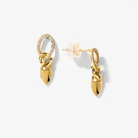 Diamond Cluster Dangle Earrings in 10K Yellow Gold (0.20 ct tw)