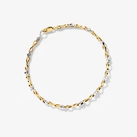 Diamond Link Bracelet in 10K Yellow and White Gold (0.10 ct tw)