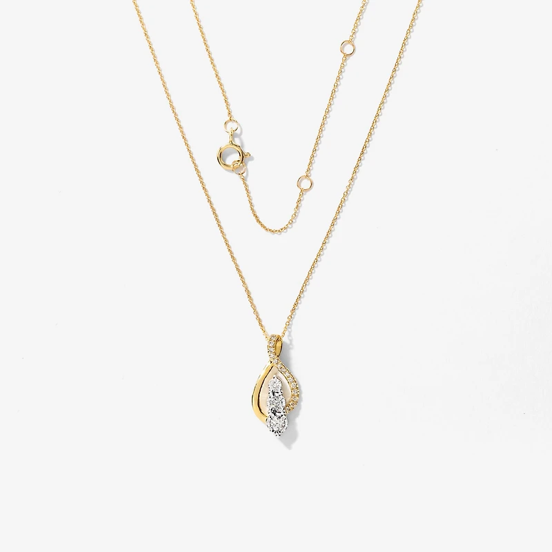 Diamond Cluster Necklace in 10K Yellow Gold (0.20 ct tw)