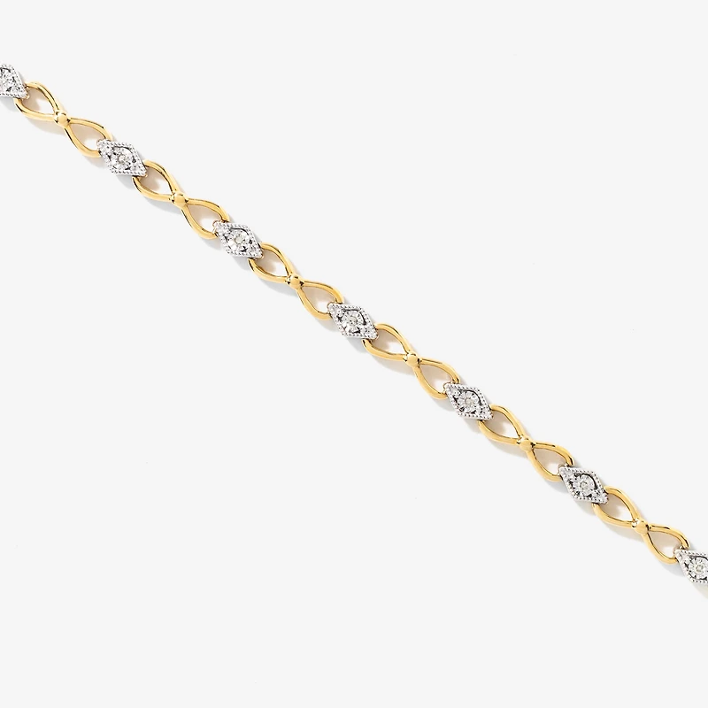 Diamond Link Bracelet in 10K Yellow and White Gold (0.10 ct tw)