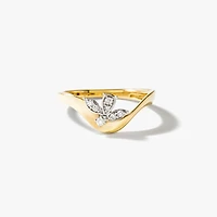 Diamond Cluster Ring with Petal Motif in 10K Yellow and White Gold (0.