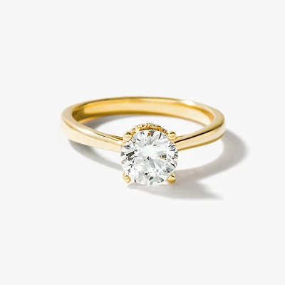 Round Lab-Grown Diamond Engagement Ring with Hidden Halo 14K Yellow