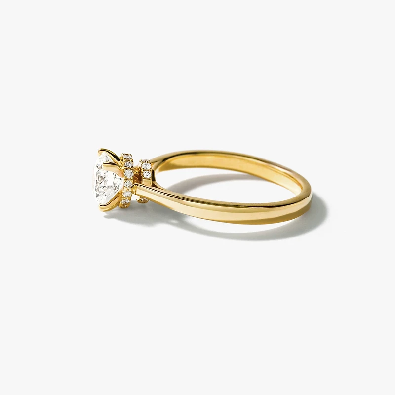 Round Lab-Grown Diamond Engagement Ring with Hidden Halo 14K Yellow