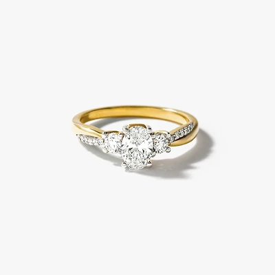 Lab Grown OvalCut Diamond Engagement Ring 10K Yellow Gold (0.80 ct