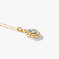 Diamond Cluster Necklace in 10K Yellow and White Gold (0.30 ct tw)