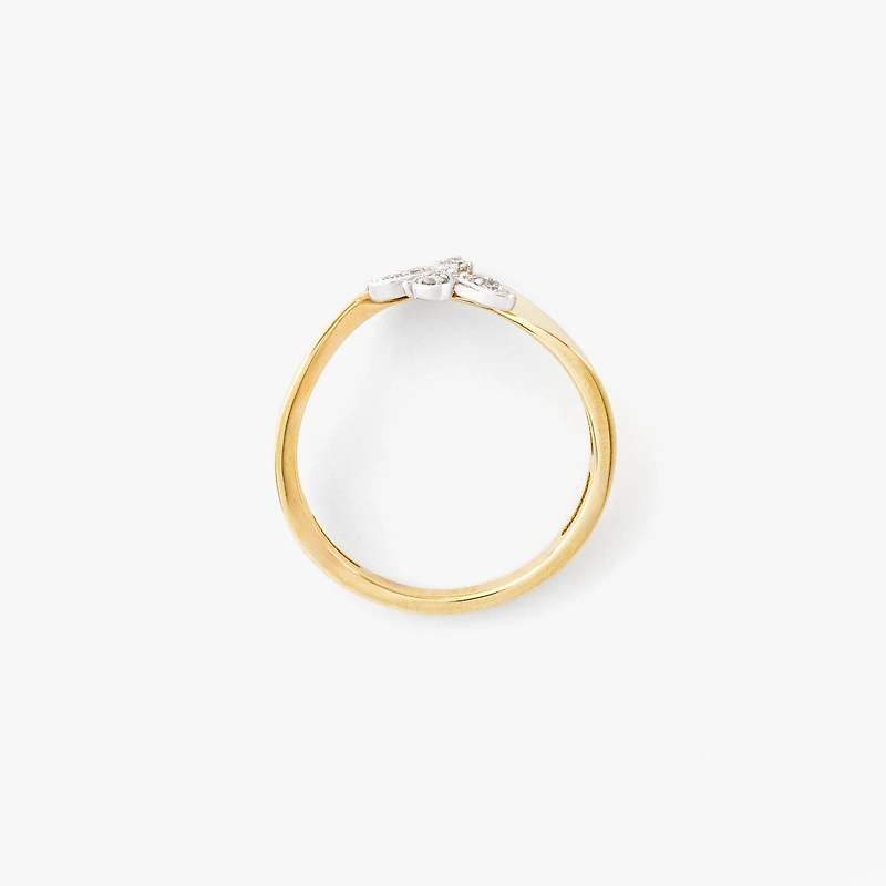 Diamond Cluster Ring with Petal Motif in 10K Yellow and White Gold (0.