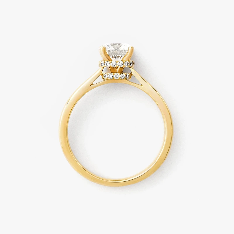 Round Lab-Grown Diamond Engagement Ring with Hidden Halo 14K Yellow