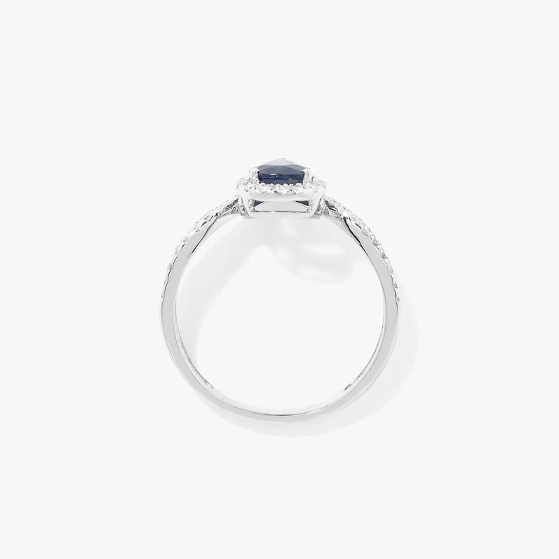 Pear Shape Sapphire Ring 14K White Gold