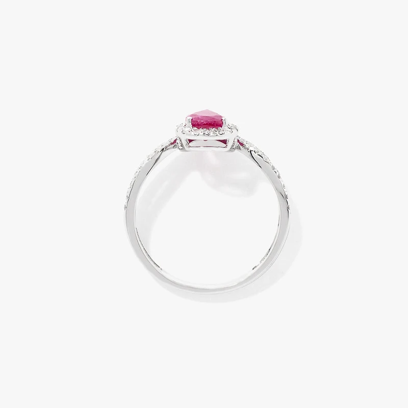 Ruby and Diamond Ring 14K White Gold