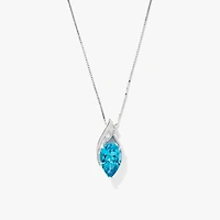Blue Topaz Pendant Necklace in 10K White Gold