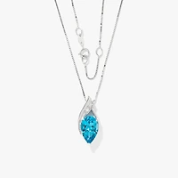 Blue Topaz Pendant Necklace in 10K White Gold
