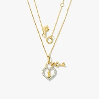 Diamond Lock and Key Necklace in 10K Yellow Gold (0.05 ct tw)