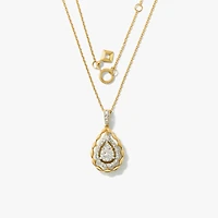 Diamond Cluster Necklace in 10K Yellow and White Gold (0.30 ct tw)