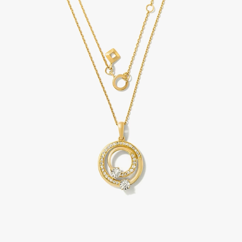 Diamond Cluster Necklace in 10K Yellow and White Gold (0.25 ct tw)