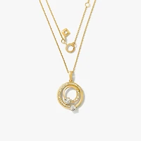 Diamond Cluster Necklace in 10K Yellow and White Gold (0.25 ct tw)