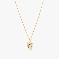 Diamond Dolphin Necklace in 10K Yellow and White Gold (0.04 ct tw)