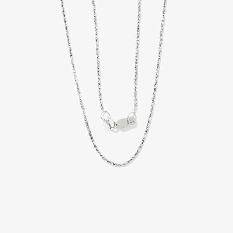 10K White Gold Diamond Cut Round 1.00mm Wheat Chain (20")