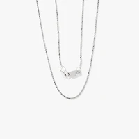 10K White Gold Diamond Cut Round 1.00mm Wheat Chain (20")