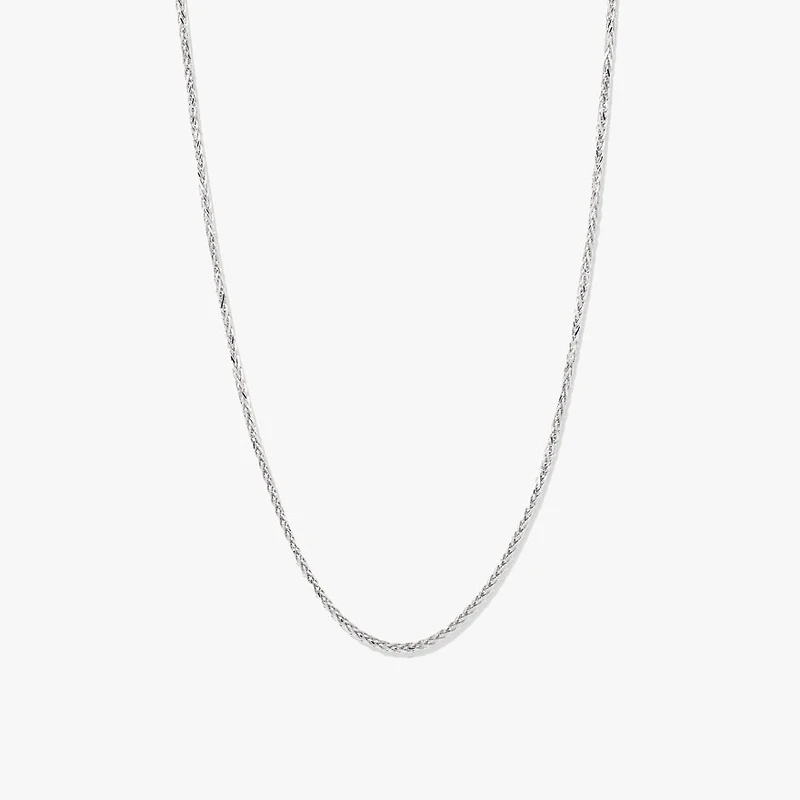 10K White Gold Diamond Cut Round 1.00mm Wheat Chain (18")