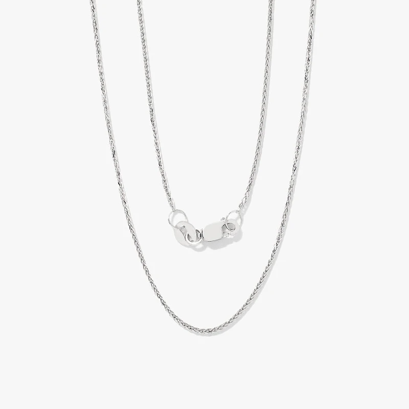 10K White Gold Diamond Cut Round 1.00mm Wheat Chain (18")