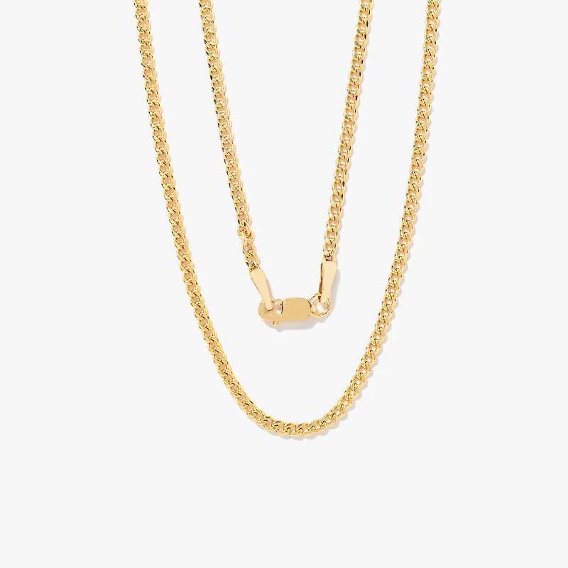 2.1mm Hollow Miami Cuban Chain in 10K Yellow Gold (22")