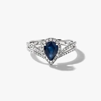 Pear Shape Sapphire Ring 14K White Gold