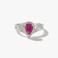 Ruby and Diamond Ring 14K White Gold
