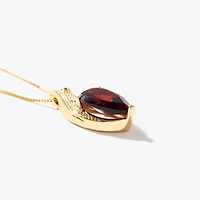Garnet Necklace in 10K Yellow Gold