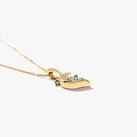 Diamond Dolphin Necklace in 10K Yellow and White Gold (0.04 ct tw)