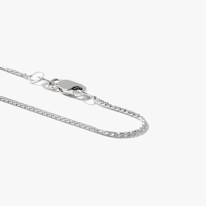 10K White Gold Diamond Cut Round 1.00mm Wheat Chain (20")