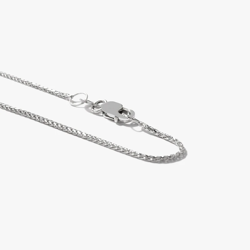 10K White Gold Diamond Cut Round 1.00mm Wheat Chain (18")