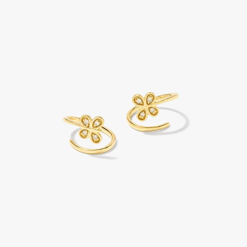 Diamond Butterfly Swirl Earrings in 10K Yellow Gold (0.04 ct tw)