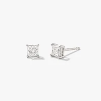 Lab Grown Princess Cut Diamond Stud Earrings in 14K White Gold ( 0.50