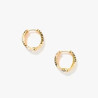 Diamond Cut Hoop Earrings 10K Yellow and White Gold
