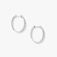 Fara- Diamond Oval Shape Hoop Earrings In 10K Gold (0.50 ct tw