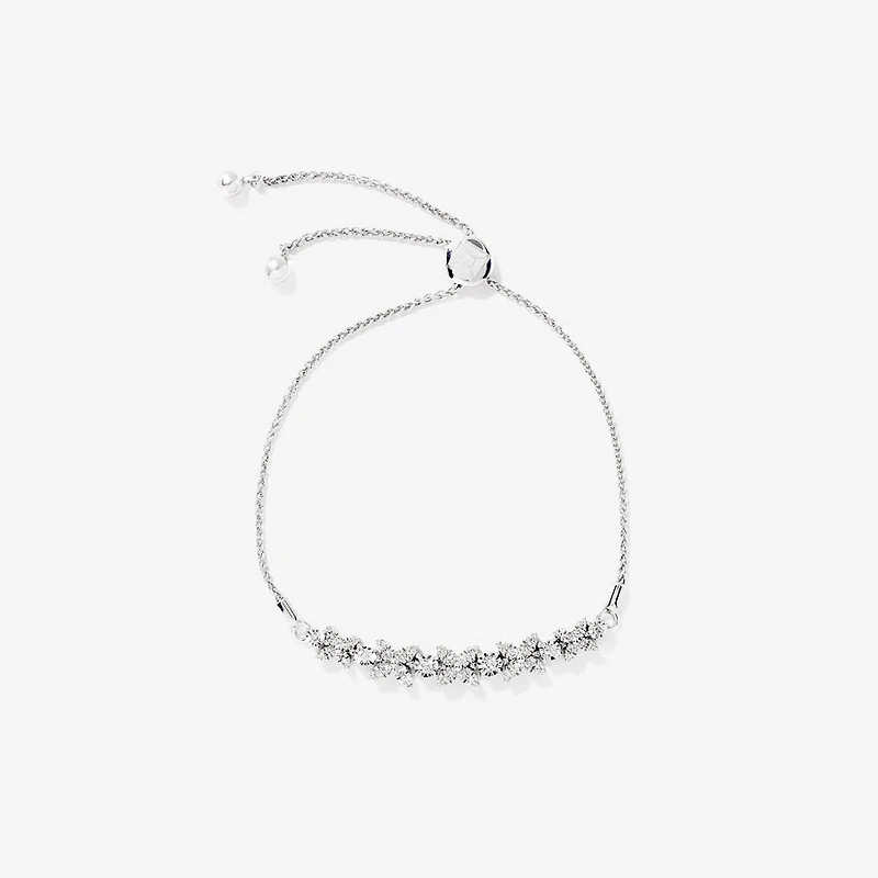 Diamond Petal Bolo Bracelet in 10K White Gold (0.50 ct tw)