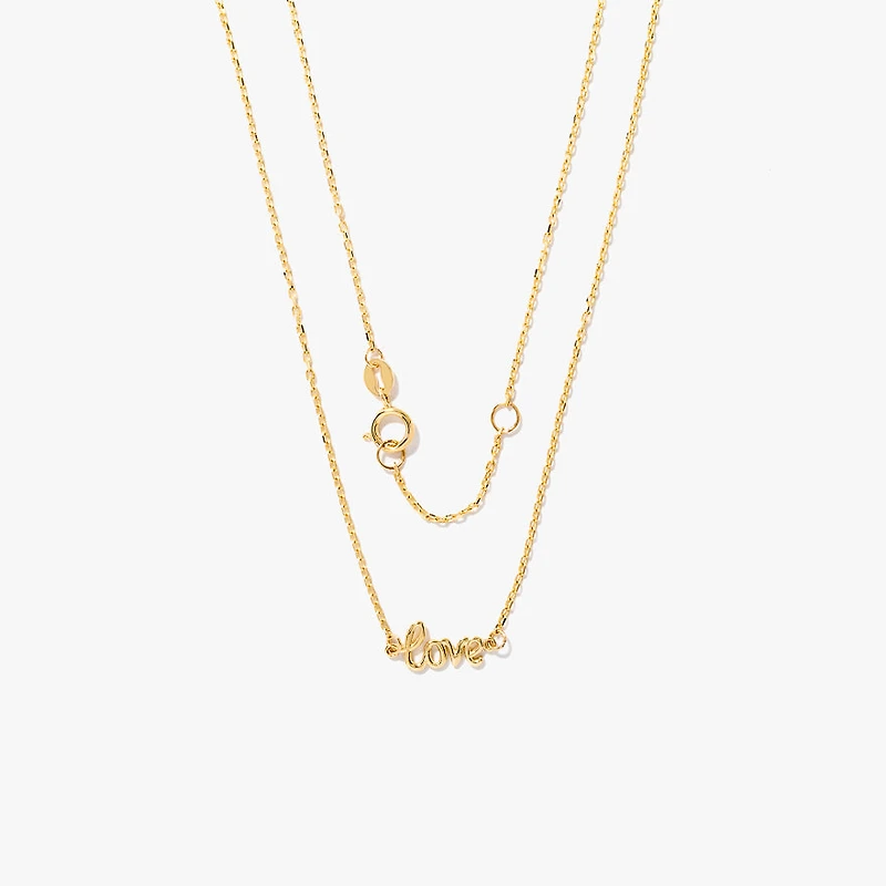 10K Yellow Gold "Love" Script Necklace