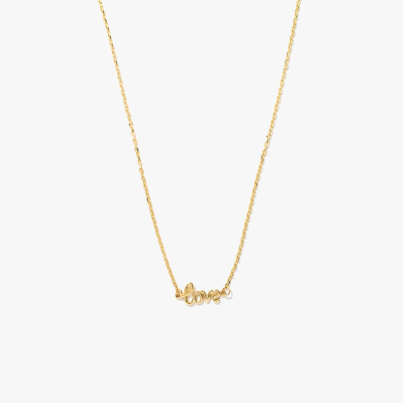 10K Yellow Gold "Love" Script Necklace