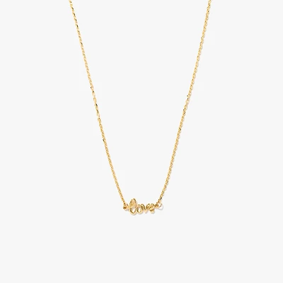 10K Yellow Gold "Love" Script Necklace