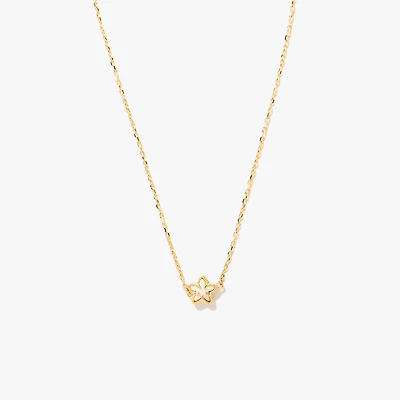10K Gold Star Pendant Necklace with Mother of Pearl Inlay