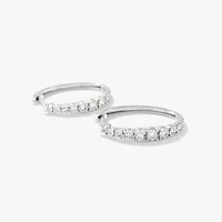 Fara- Diamond Oval Shape Hoop Earrings In 10K Gold (0.50 ct tw