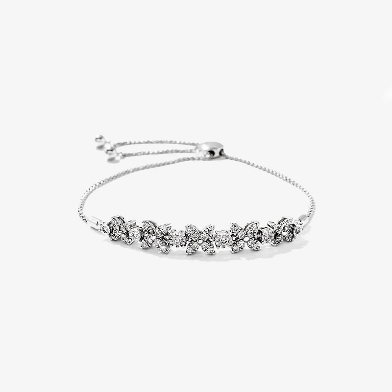 Diamond Petal Bolo Bracelet in 10K White Gold (0.50 ct tw)