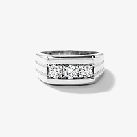 Three Stone Men's Lab Grown Diamond Ring 10K White Gold (1.00 ct tw