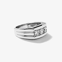 Three Stone Men's Lab Grown Diamond Ring 10K White Gold (1.00 ct tw