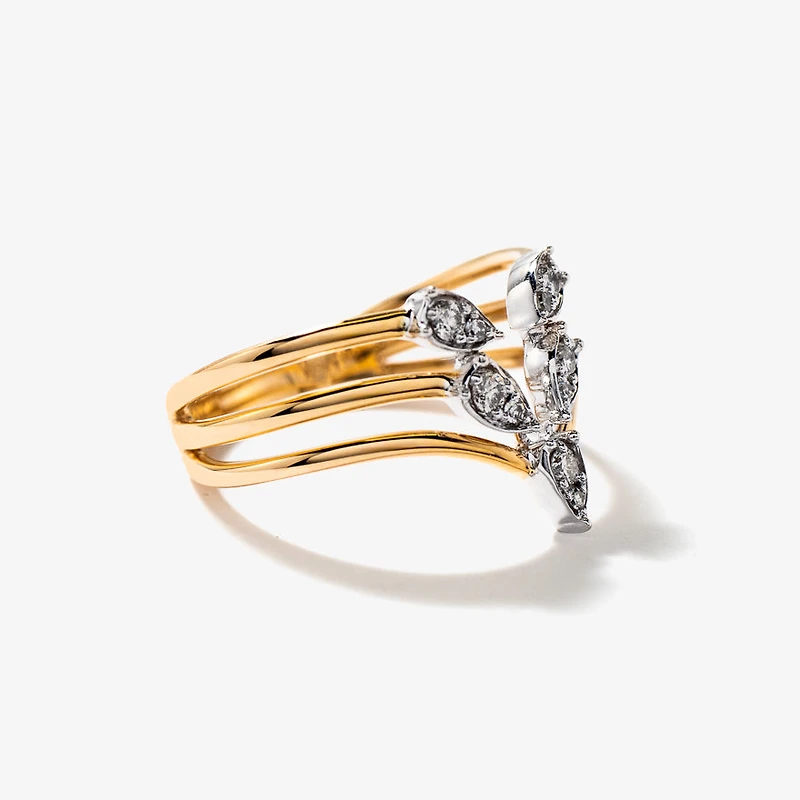 Diamond Cluster Ring 10K Yellow and White Gold (0.14 ct tw)