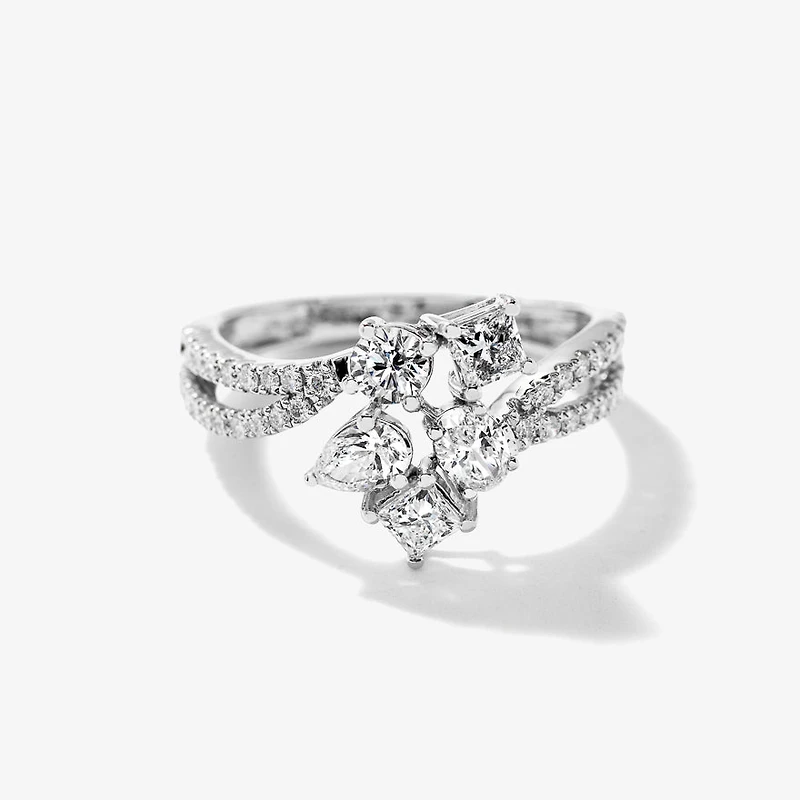 Lab Grown Diamond Cluster Ring 10K White Gold (1.00 ct tw)